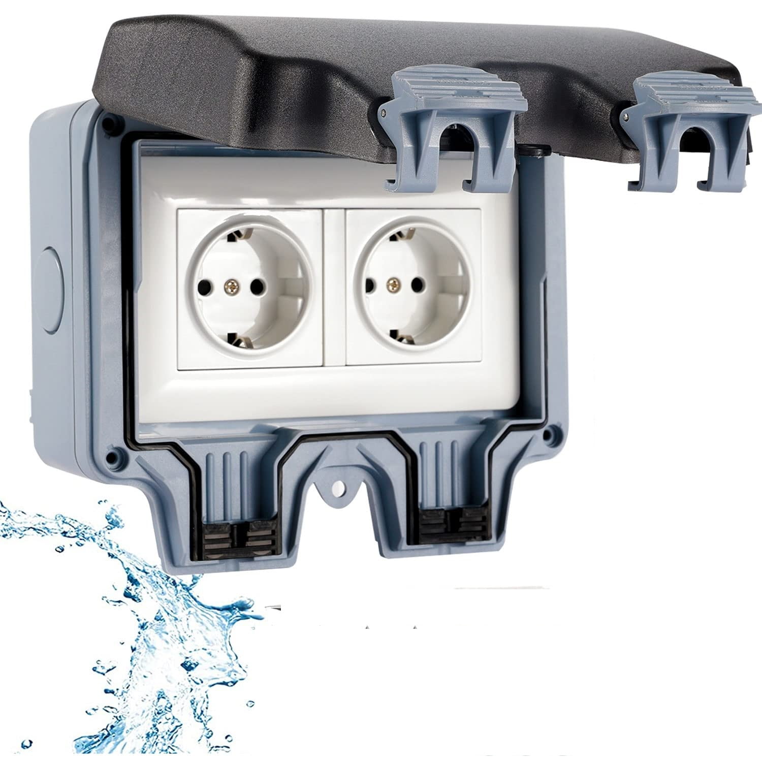 Waterproof External Socket - Ip66 Outdoor Socket Garden Socket, 16A Double Surface Socket, Outdoor Socket With Screwdriver, Outdoor Wet Room Wall Socket--
