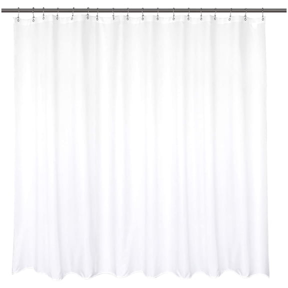 Waterproof Extra Wide Fabric Shower Curtain Liner Microfiber 108" W x 72" H - Hotel Quality, Machine Washable, White Shower Liner for Bath Tub, 108x72