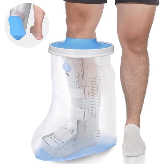 Waterproof Extra Wide Leg Cast Cover for Shower, Extra Large Watertight Foot Protector Cover with Non-Slip Bottom for Plus Size Adults Surgery Casts Boots, Fits Leg Size 12"-29"