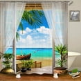 thumbnail image 1 of Waterproof Fabric 3d Shower Curtain Bathroom Curtain Rural Garden Beach Flower Landscape Polyester Bath Curtain With Hooks, 1 of 4