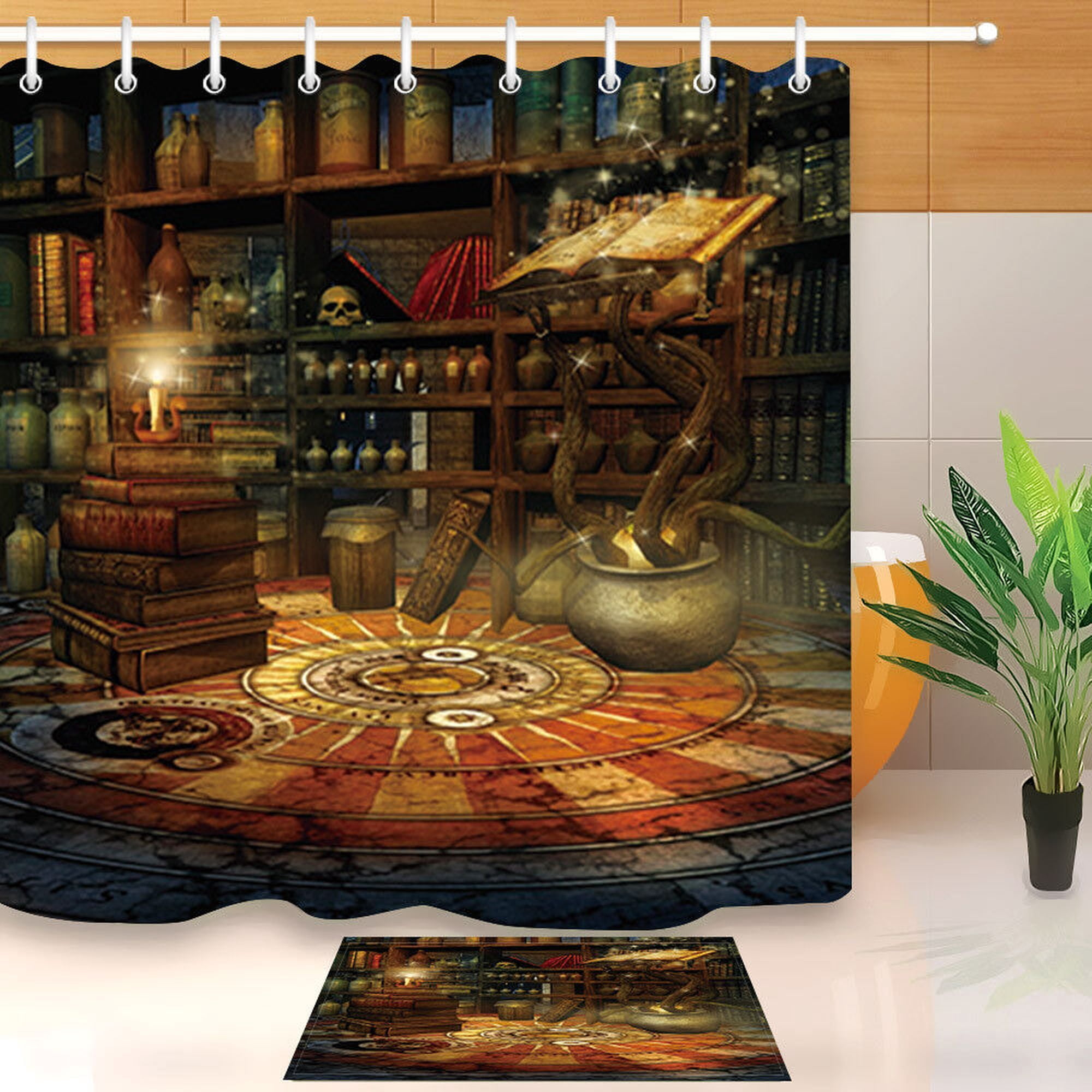 Waterproof Fabric Frankenstein Laboratory Shower Curtain Set Halloween ...