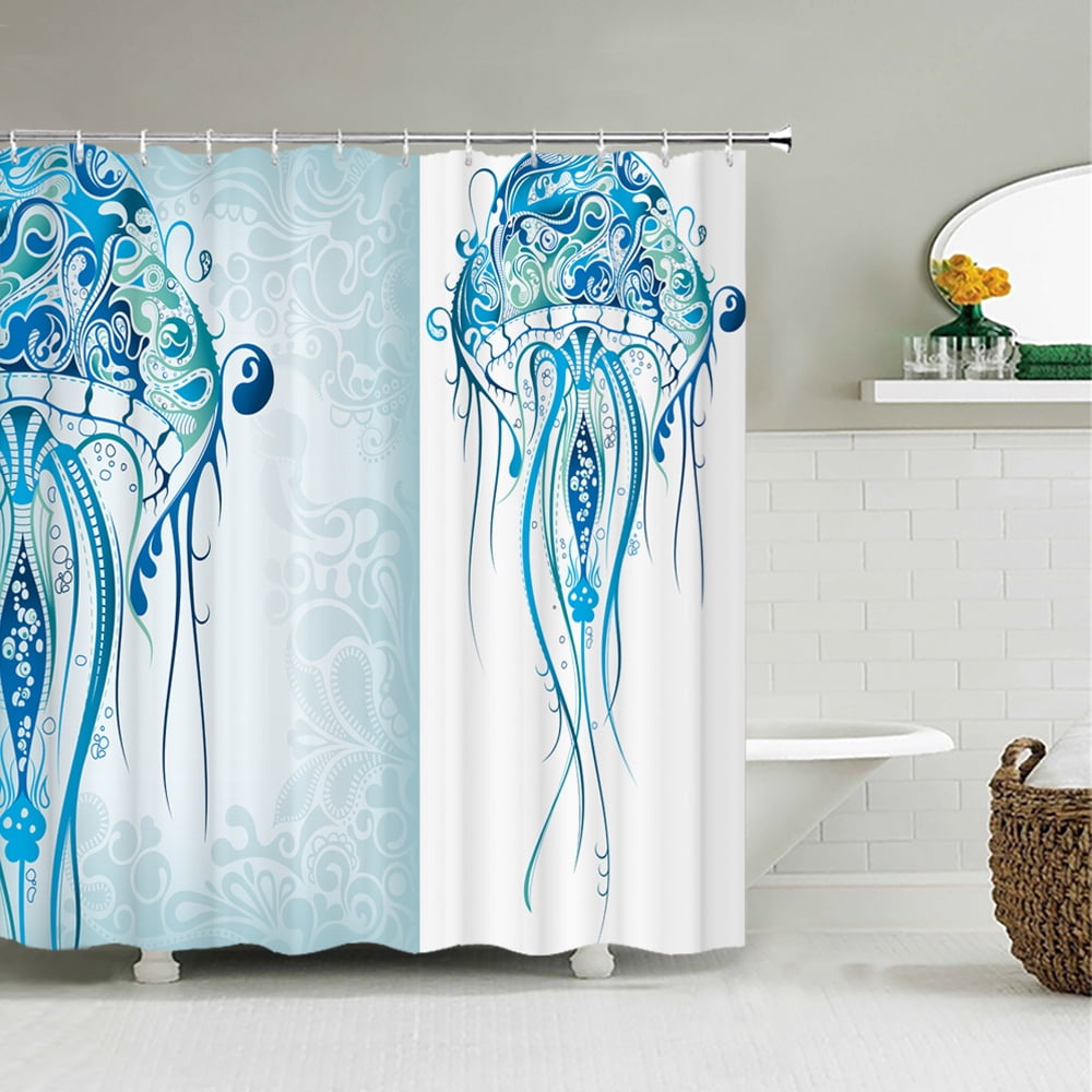 Waterproof Fabric Shower Curtain 3D Ocean Marine life Bathroom Curtain ...