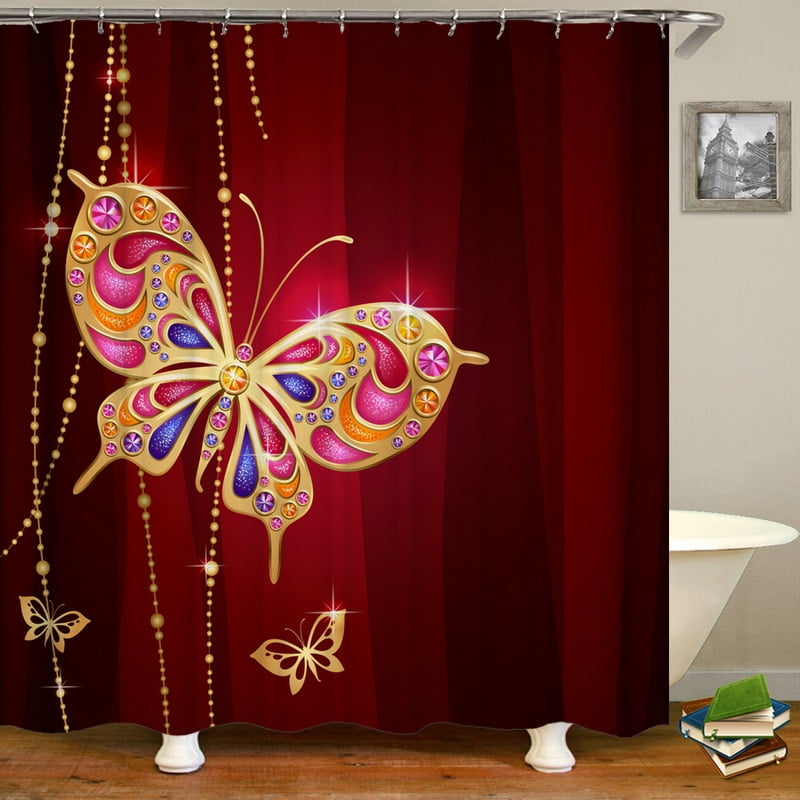 Waterproof Fabric Shower Curtain 3D Printed Beautiful Butterfly
