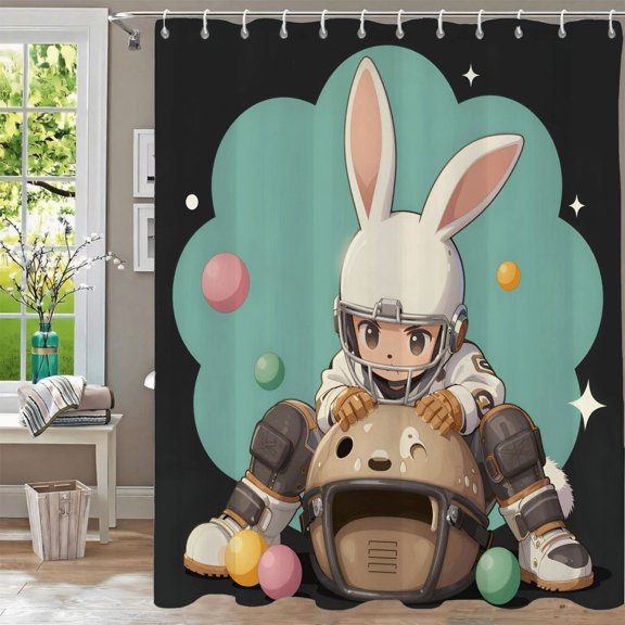 Waterproof Fabric Shower Curtain 70.8" x 70.8" Vibrant Colorful Spheres on Teal Cloud Design Includes Grommets & Hooks