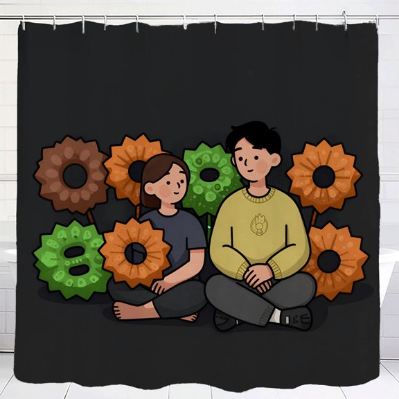 Waterproof Fabric Shower Curtain 70.8" x70.8" - Colorful Donut Pattern Design Grommets & Hooks Included Perfect for a Fun Bathroom