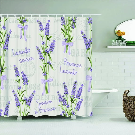 Waterproof Fabric Shower Curtain Colorful Flowers Pattern Printed Shower Curtains With 12 Multi-size Bath Screen
