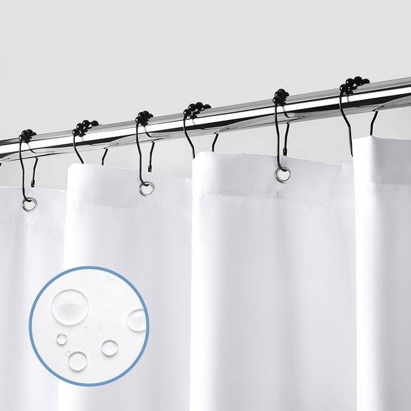 Waterproof Fabric Shower Curtain Liner - Soft Cloth Shower Liner with 3 Magnets, Shower Curtains for Bathroom, Machine Washable & Hotel Quality, 72" W x 84" H, White