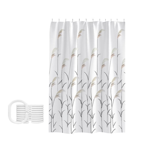 Waterproof Fabric Shower Curtain Mildew Resistant Bathroom Partition With Sheer Window Hooks 70 x 78 Inches
