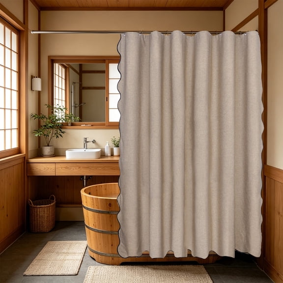 Waterproof Fabric Shower Curtain - Watertight Splash Guard • Quick-Dry Easy-Clean • Reinforced Header Rustproof Grommets • Machine Washable Bathroom Curtain 70.87x70.87in