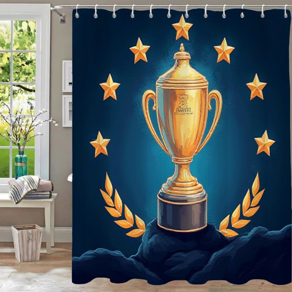 Waterproof Fabric Shower Curtain for Bathroom - Elegant Golden Laurel Design 70.8 x 70.8 Inch Includes Grommets & Hooks