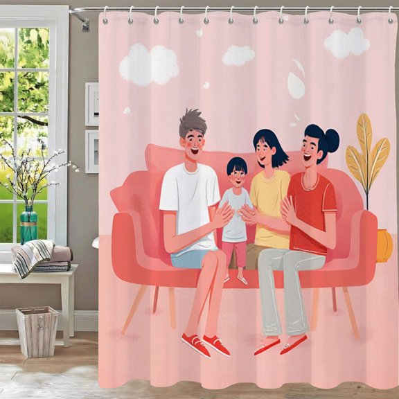 Waterproof Fabric Shower Curtain with Cute White Clouds Pattern 70.8 x 70.8 Inch Includes Grommets & Hooks for Easy Hanging