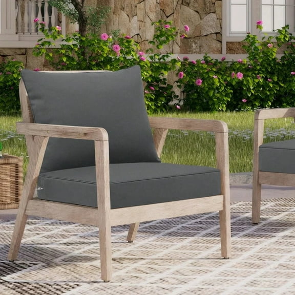 Waterproof Fade-Resistant Outdoor Seat Cushion Set - Deep Seat & Back Cushions with Removable Cover, Non-Slip Straps & Handle for Garden, Deck, Porch, Sofa Chair