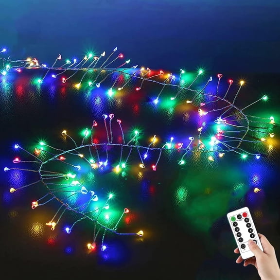 Waterproof Fairy Lights with Remote,75M 2500LED Plug-in Powered Starry Cluster Lights, Copper Wire Firecracker String Light for Outdoor String Lights, Garden Lighting