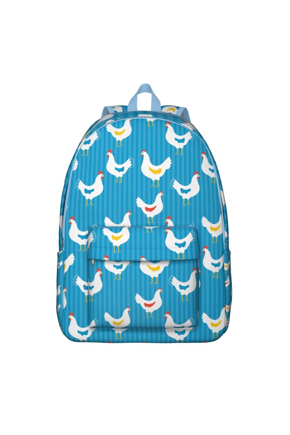 Waterproof Farm Chicken Backpack, Durable School Bag Featuring Cartoon Rooster and Egg Pattern
