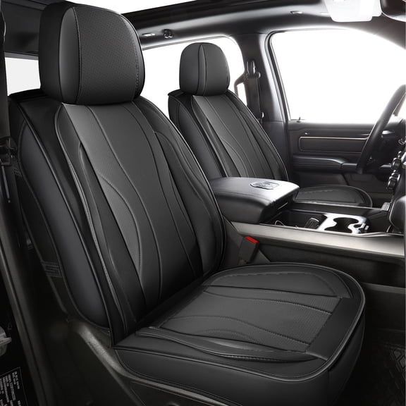 Waterproof Faux Leather Seat Covers for 2009-2024 Dodge Ram 1500/2500/3500 (40/60 Split Bench),Two Seats,Black