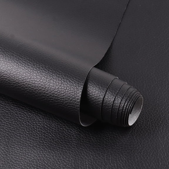 Waterproof Faux Leather Vinyl Marine Fabric 55" W x 72" L Upholstery Material 0.6mm Thick Anti-UV for Sofa Car Boat Repair, Black