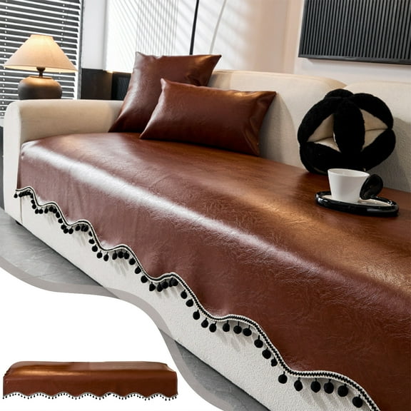 Waterproof Faux PU Leather Sofa Covers, Wipeclean Non Slip Sofa Cover Vintage Faux Leather Sectional Couch Cover Sofa Slipcover, Furniture Protector , 35" x 28"