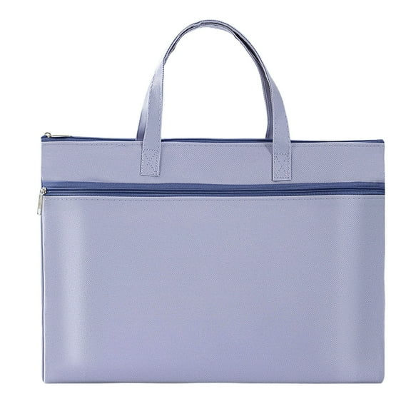 Waterproof File Bag, Document Organizer, Large Double Pocket Zipper Pouch with Handle, Foldable A4 Size Travel Office Storage Case, Durable Oxford Cloth, Multi-Functional Document Holder