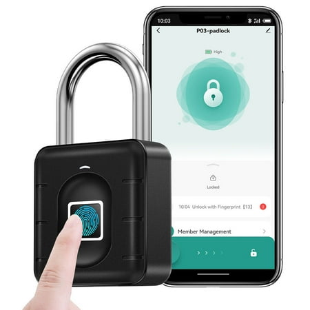 Waterproof Fingerprint Padlock, Keyless Smart Bluetooth Lock with App Control, Fingerprint Lock for Door, Locker Lock, Smart Gate Padlock