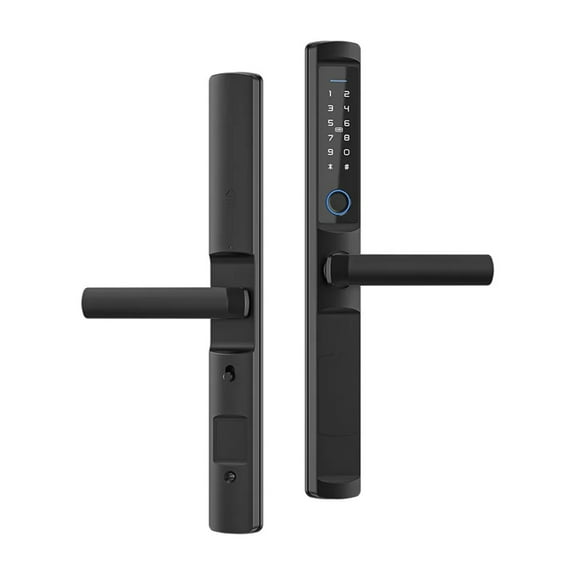 Waterproof Finrprint Lock Broken Brid Aluminum Low Handle Combination Lock Double Door Courtyard Door Aluminum Alloy Smart ,Integrated Smart Home