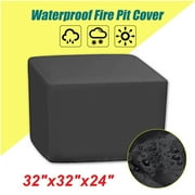 Waterproof Fire Pit Cover Square Heavy Duty Full Coverage Anti UV Windproof Dustproof Protector for Outdoor Garden Patio, 32"x32"x24", Black