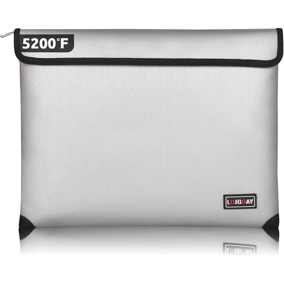 Waterproof Fireproof Document Bag - 5200°F with Heat Insulated, fireproof bags with Zipper, Fire Safe Envelope Bag for Cash/Important Documents/Valuables, 13.9"x10.6" fire proof money bag