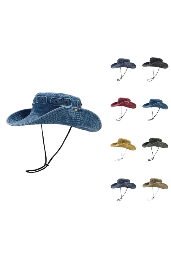 Waterproof Fisherman Bucket Hat - Outdoor Sun Hat Rain Camping Vintage Washed Sun Hat With Brass Buckle And Unisex Outdoor Jungle Fishing Cap For Hiking And Camping