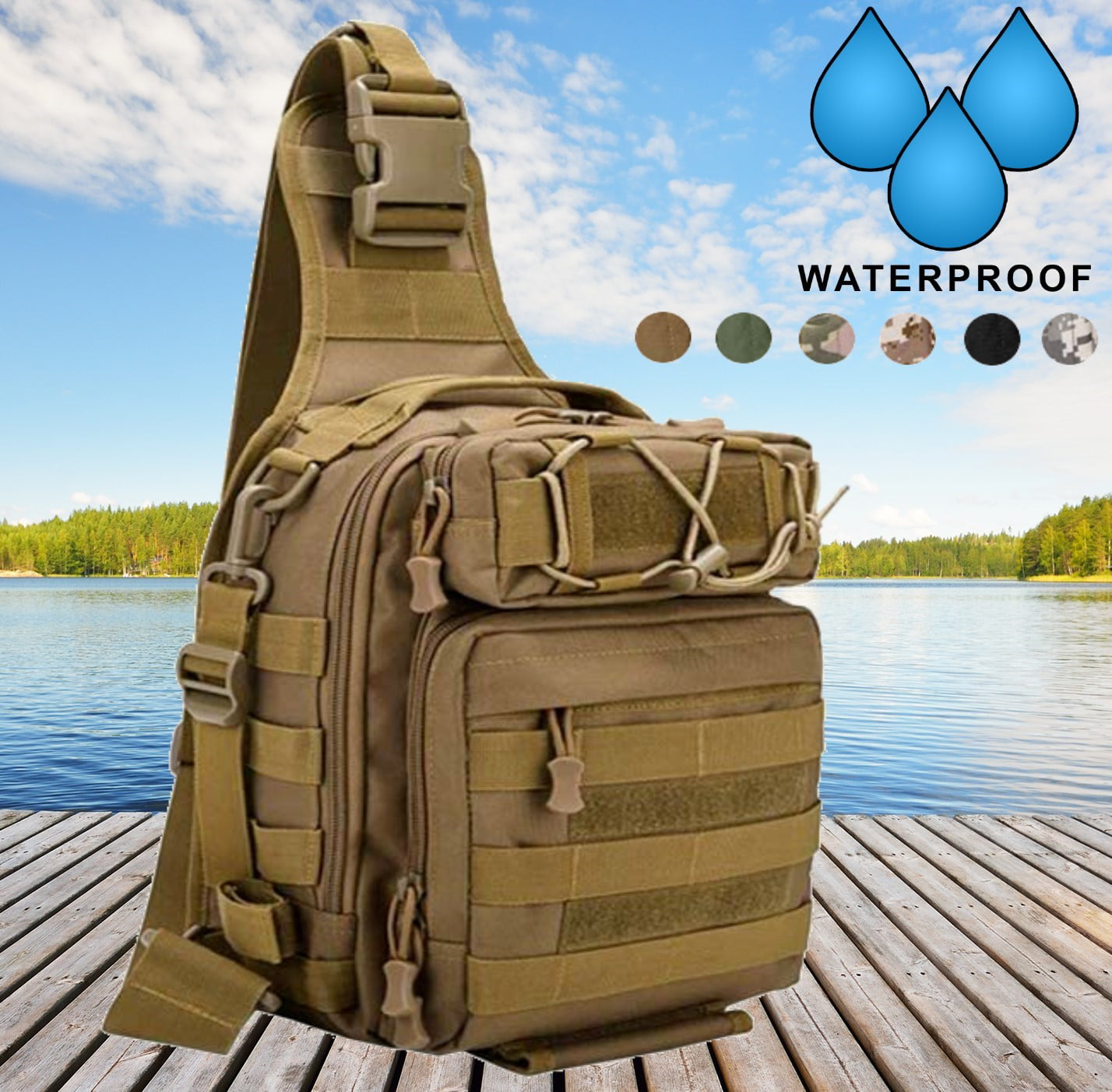 Waterproof Fishing Backpack Storage Bag Travel Backpack (Acu