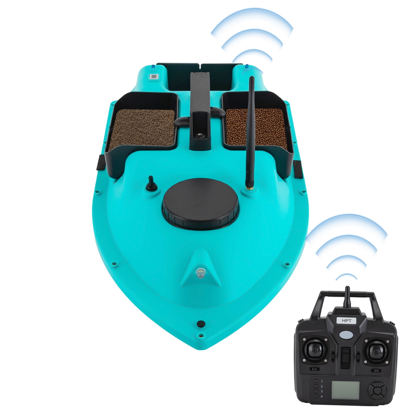 Waterproof Fishing Boat with Remote Control, 52W Power, 10,000rpm Speed, 5.91ft/s Sailing, 4.4 lbs Bait Capacity, Night Lights for Fishing Adventures