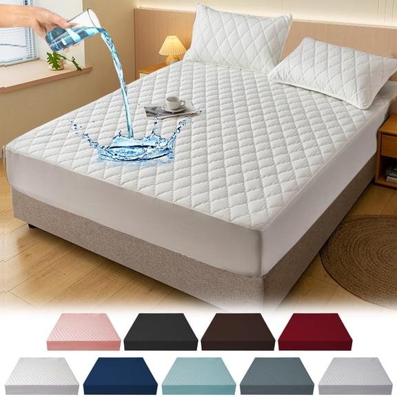 Waterproof Fitted Bed Sheet, All-Inclusive Elastic Mattress , Antiskid Soft Polyester Cover for Naked Sleep, 150x200cm, Multiple Colors, Stain & Wrinkle Resistant, Machine Washable
