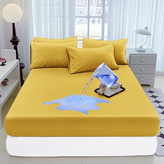 Waterproof Fitted Mattress Protector Queen Size 63x79 Inch, Noiseless Breathable Bed wrap with TPU Backing, device Washable Mattress Pad for Potty Training and Adults, 12 Inch Deep Pocket