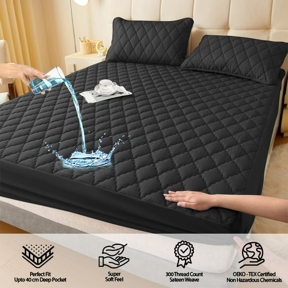 Waterproof Fitted Sheet with Anti-Skid Design | Soft Fiber Mattress Protector for Kids & Pets | 150x200cm Bed Cover | 1 Piece