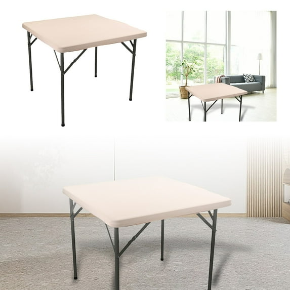 Waterproof Fitted Tablecloth 34x34" - Elastic Square Table Cover for Indoor/Outdoor Use - Washable Polyester Table Protector for Picnics, Camping & Parties