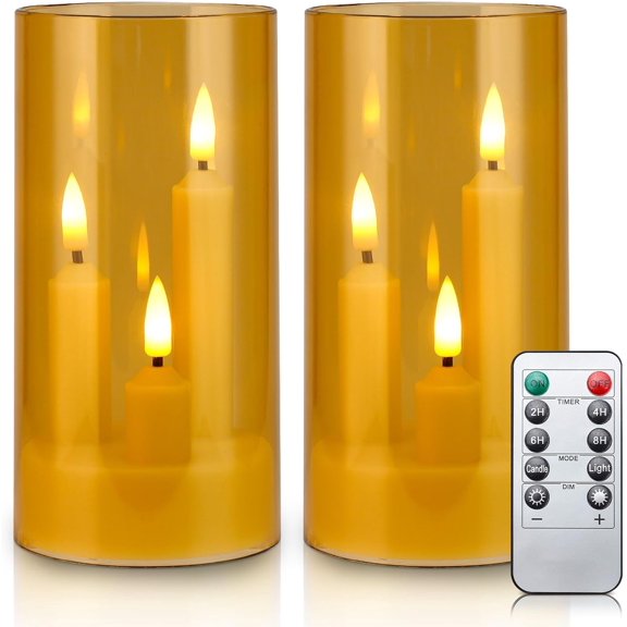 Waterproof Flameless Candles, 12 PC Battery Operated LED Pillar Candles with 2 Remote Controls & Timer, Flickering Indoor Outdoor Candles for Wedding, Patio, Easter, Bathroom, Home Decor, 4''5''6''