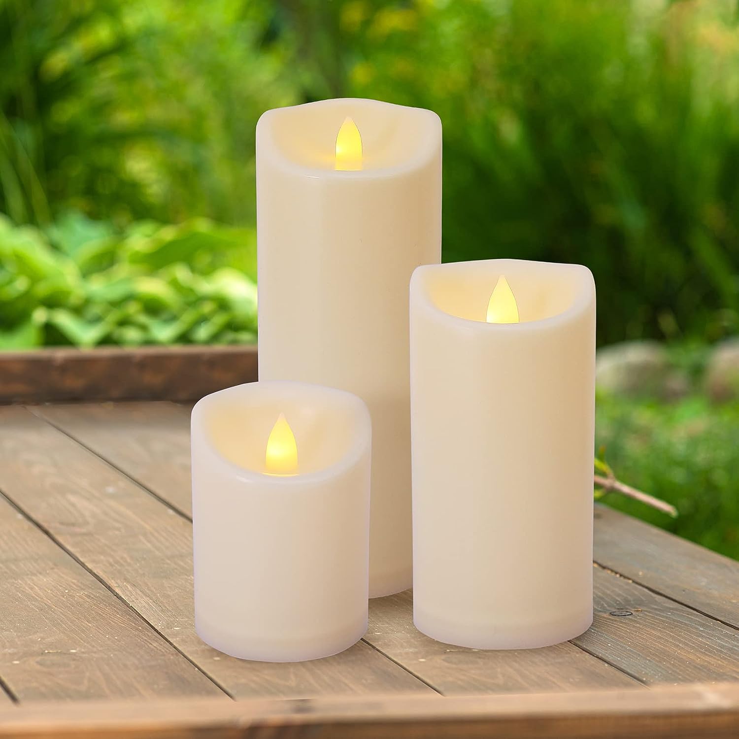 Waterproof Flameless Flickering LED Pillar Candles with Remote and