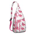 thumbnail image 1 of Waterproof Flamingo Hiking Sling Backpack for Women – Cute Tropical Bird Crossbody Chest Bag with Adjustable Strap, Hawaiian Floral Travel Backpack for Beach, Outdoor & Everyday Use, 1 of 4