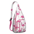 thumbnail image 1 of Waterproof Flamingo Hiking Sling Backpack for Women – Cute Tropical Bird Crossbody Chest Bag with Adjustable Strap, Hawaiian Floral Travel Backpack for Beach, Outdoor & Everyday Use, 1 of 4