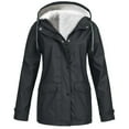 thumbnail image 1 of Waterproof Fleece Hiking Jacket, Hooded Rain Shell Women, Outdoor Softshell Dark Gray M , Coat, 1 of 4