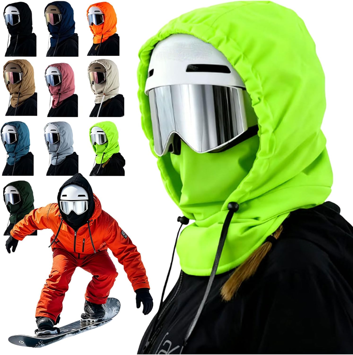 Waterproof Fleece Lined Hood, 3 in 1 Full-Cover Balaclava 