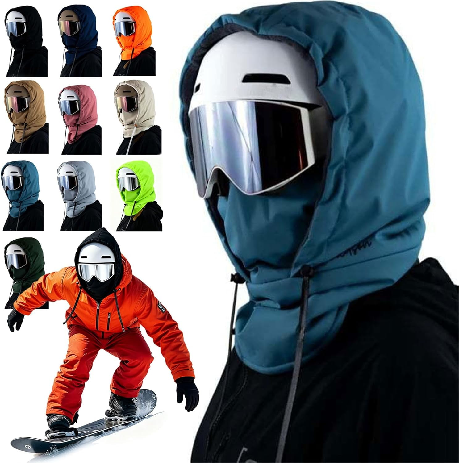 Waterproof Fleece Lined Hood, 3 in 1 Full-Cover Balaclava Ski Mask – Winter Windproof Face & Neck Cover for Men