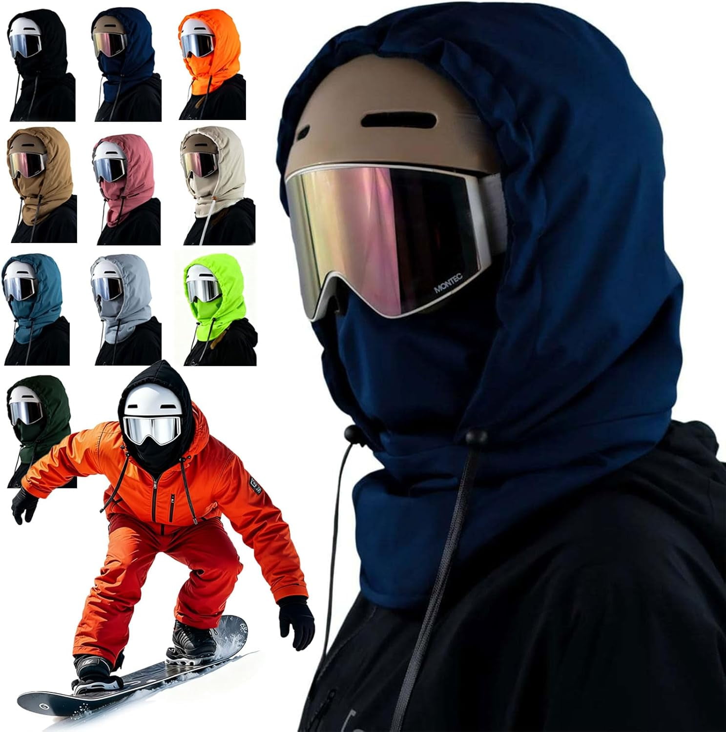 Waterproof Fleece Lined Hood, 3 in 1 Full-Cover Balaclava Ski Mask – Winter Windproof Face & Neck Cover for Men