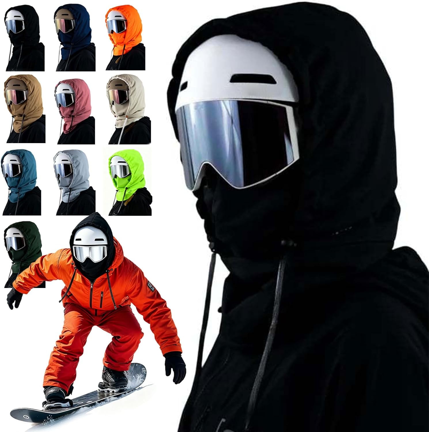 Waterproof Fleece Lined Hood, 3 in 1 Full-Cover Balaclava Ski Mask – Winter Windproof Face & Neck Cover for Men