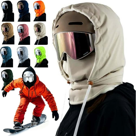 Waterproof Fleece Lined Hood, 3 in 1 Full-Cover Balaclava Ski Mask – Winter Windproof Face & Neck Cover for Men