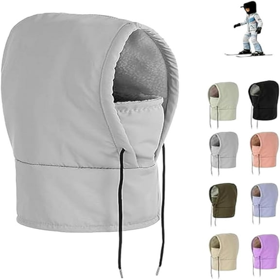 Waterproof Fleece Lined Hood, 3-in-1 Winter Windproof Cold Proof Ski Masks & Balaclava Over Helmet, Unisex Neck Warmer for Snowboarding and Ice Fishing