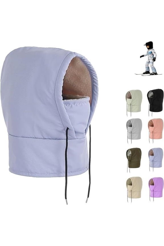 Waterproof Fleece Lined Hood, 3-in-1 Winter Windproof Cold Proof Ski Masks & Balaclava Over Helmet, Unisex Neck Warmer for Snowboarding and Ice Fishing