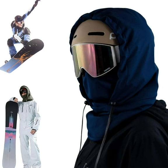 Waterproof Fleece Lined Hood, Multifunctional 3-in-1 Hickened Full Cover Ski Masks with Goggles for Cycling Ski