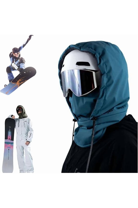 Waterproof Fleece Lined Hood with Adjustable Drawstring,Multifunctional 3-in-1 Winter Windproof Full Cover Balaclava for Skiing Cycling Hiking