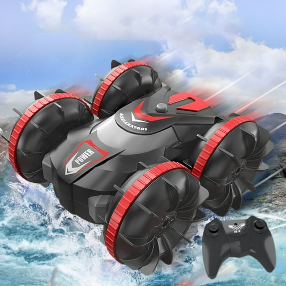 Waterproof Flip-Proof Stunt RC Car - 360° Drift, 50m Range, LED Lights & Crash-Resistant ABS - Red RC Toy Gift for Age 7+ Red