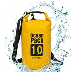 Waterproof Floating Dry Bag, Roll‑Top Ocean Pack Dry Sack with Adjustable Shoulder Strap, Lightweight Storage for Kayaking & Boating & Fishing & Camping & Beach Water Sports Yellow 10L