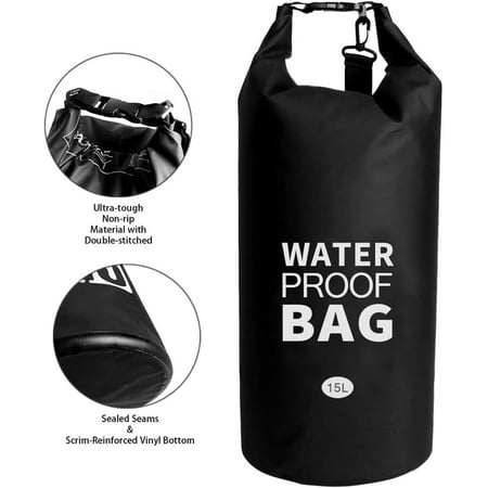 Waterproof Floating Dry Bag for Kayaking, Rafting, Boating, Swimming, Camping, Hiking, Beach, Fishing 15L